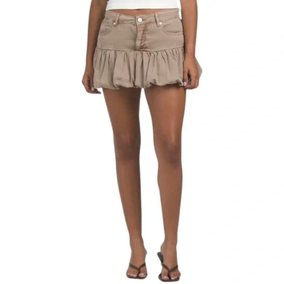 Blank NYC Light Brown Denim Balloon Mini Skirt Size 27 - Picture 2 of 8